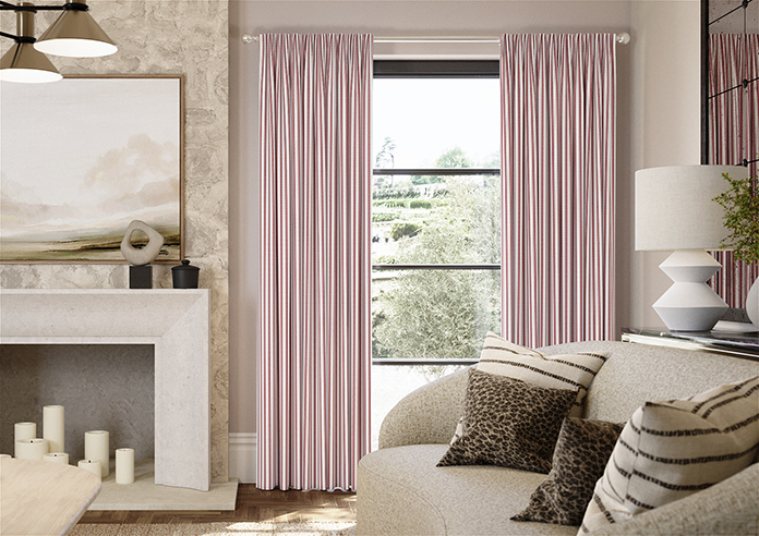 Lace Stripes, Rouge - Made to Measure Curtains - Image 3